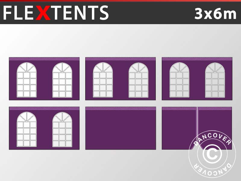 Sidewall kit for Pop up gazebo FleXtents Vintage 3x6 m, Purple