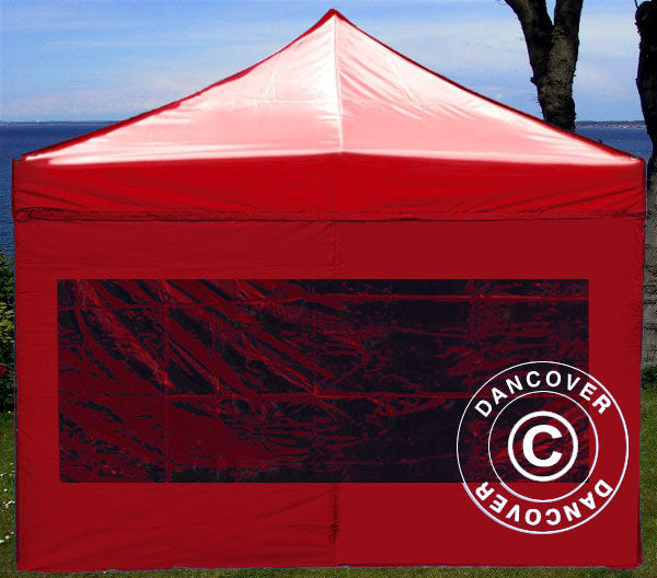 Sidewall w/panorama window for FleXtents, 4 m, Red