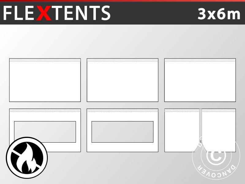 Sidewall kit for Pop up gazebo FleXtents 3x6 m White, Flame retardant