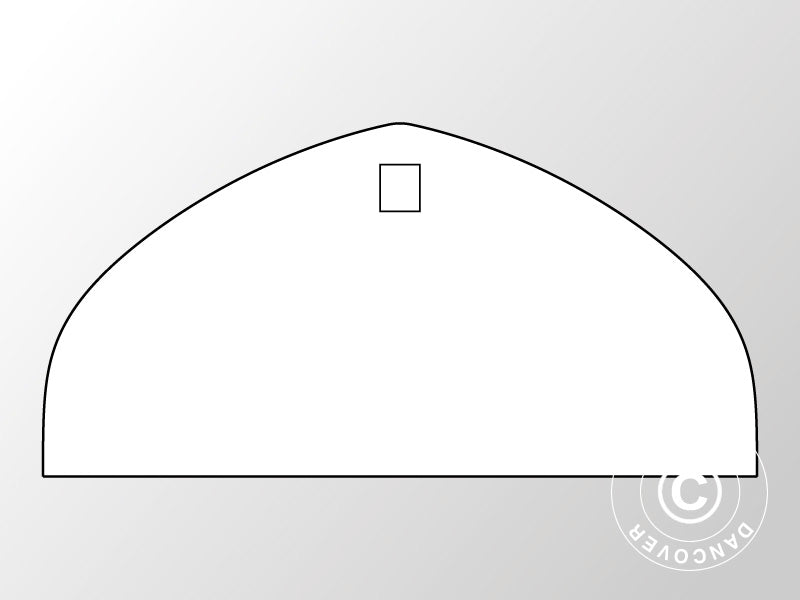 End wall plain for storage shelter, arched tent 15x7.42 m, PVC, White