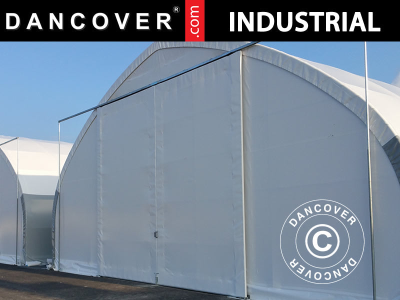 Sliding gate 3x3 m for storage shelter, arched tent 9 m, PVC, White