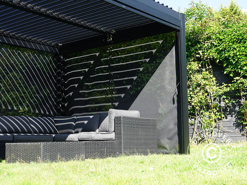 Sidewall screen f/bioclimatic pergola gazebo San Pablo, 4 m, Black