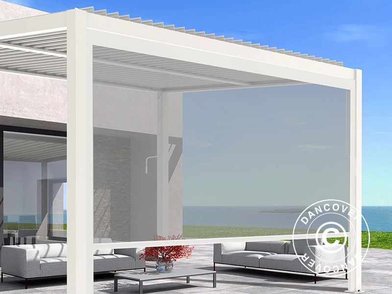 Sidewall screen f/bioclimatic pergola gazebo San Pablo, 4 m, White/Light Grey