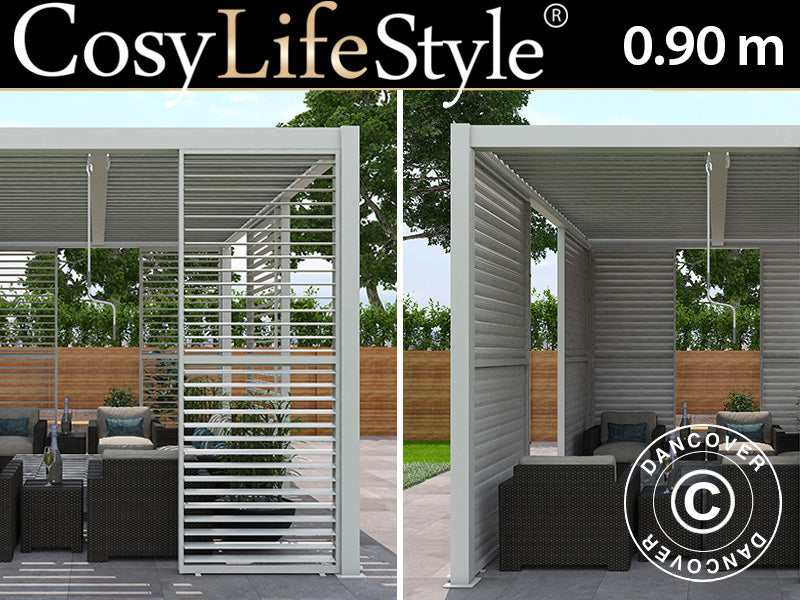Louvre wall f/bioclimatic pergola gazebo San Pablo, 0.90x2.175 m, White
