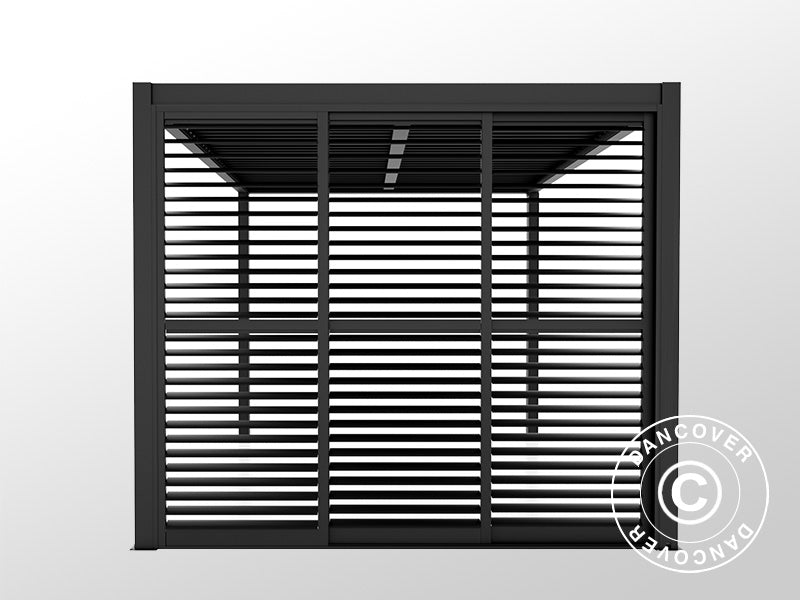 Louvre sliding door set f/pergola gazebo San Pablo 3 m, 0.92x2.18 m, Black