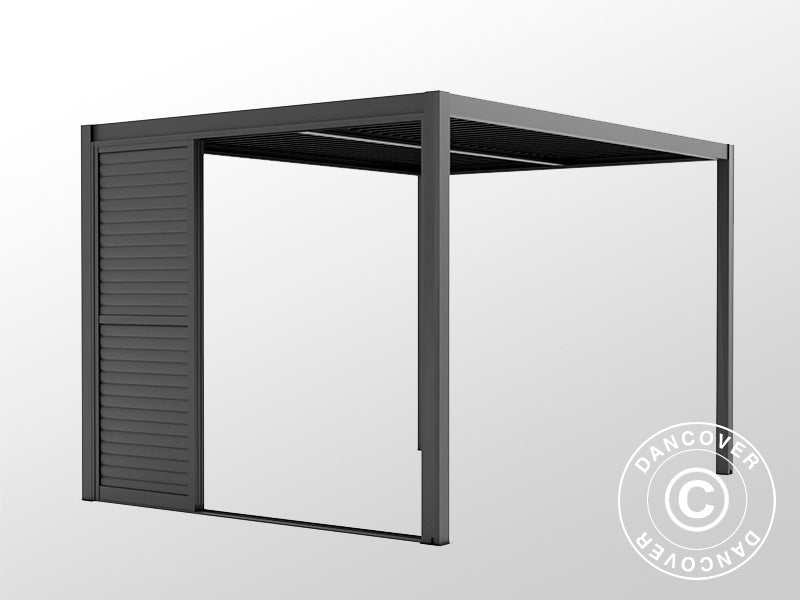 Louvre sliding door set f/pergola gazebo San Pablo 3 m, 0.92x2.18 m, Black