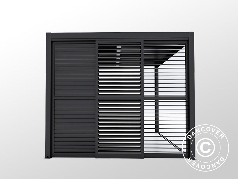 Louvre sliding door set f/pergola gazebo San Pablo 3 m, 0.92x2.18 m, Black