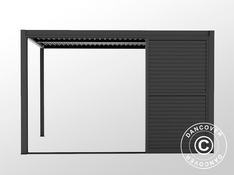 Louvre sliding door set f/pergola gazebo San Pablo 4 m, 1.25 x 2.18 m, Black
