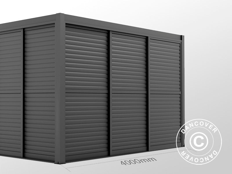 Louvre sliding door set f/pergola gazebo San Pablo 4 m, 1.25 x 2.18 m, Black