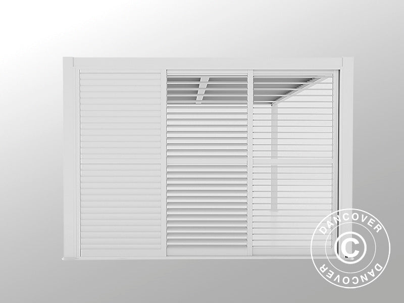 Louvre sliding door set f/pergola gazebo San Pablo 4 m, 1.25x2.18 m, White