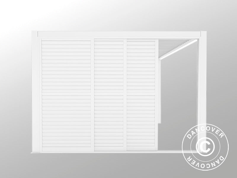 Louvre sliding door set f/pergola gazebo San Pablo 4 m, 1.25x2.18 m, White