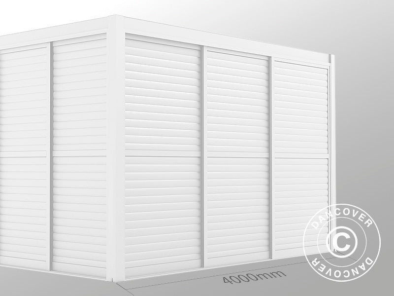 Louvre sliding door set f/pergola gazebo San Pablo 4 m, 1.25x2.18 m, White