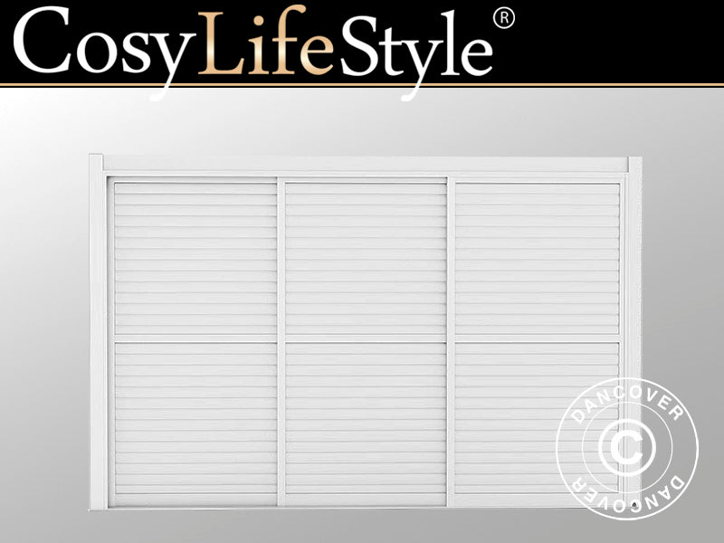 Louvre sliding door set f/pergola gazebo San Pablo 4 m, 1.25x2.18 m, White