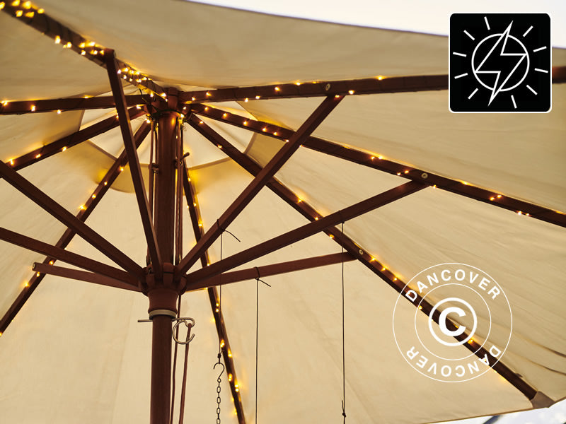 LED fairy lights solar f/parasol, Knirke, 8x1.5 m, Warm white