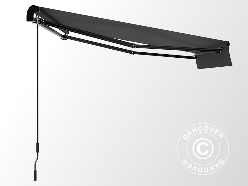 Awning w/Crank handle, 3.95x2.5 m, Black/Black Frame
