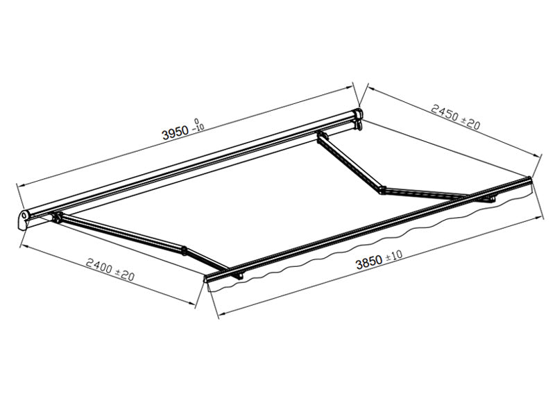 Awning w/Remote Control, 3.95x2.5 m, Black/Black Frame