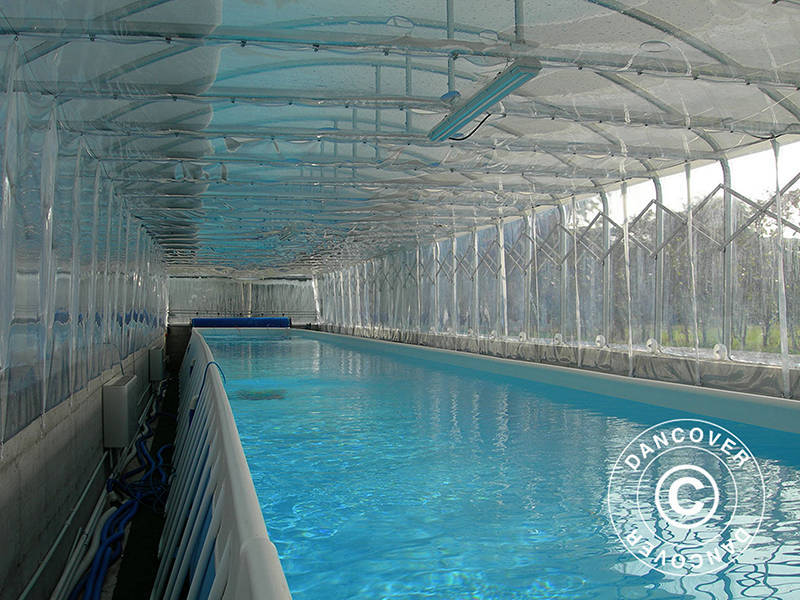 Pool cover tunnel, foldable, 6x10.3x2.7 m, White/Transparent