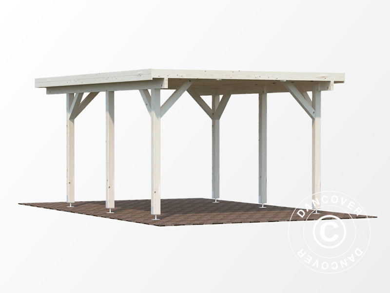 Wooden carport, 3.6x5.12x2.32 m, 11.7 m², Natural, COMPLETE SET
