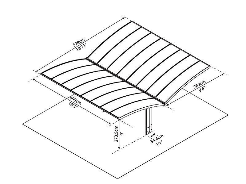 Double carport Arizona, 5.78x4.95 m, Palram/Canopia, Grey