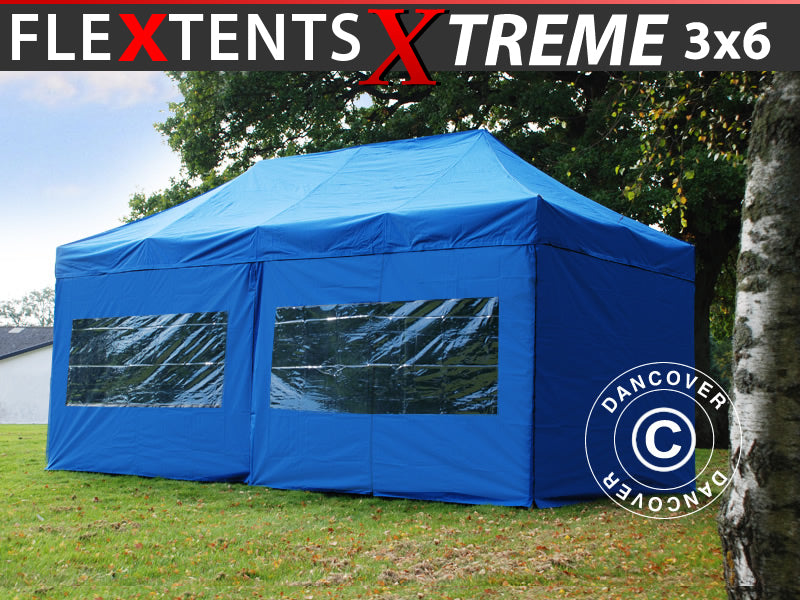 Pop up gazebo FleXtents Xtreme 50 3x6 m Blue, incl. 6 sidewalls