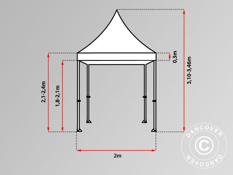 Pop up gazebo FleXtents PRO 2x2 m Red