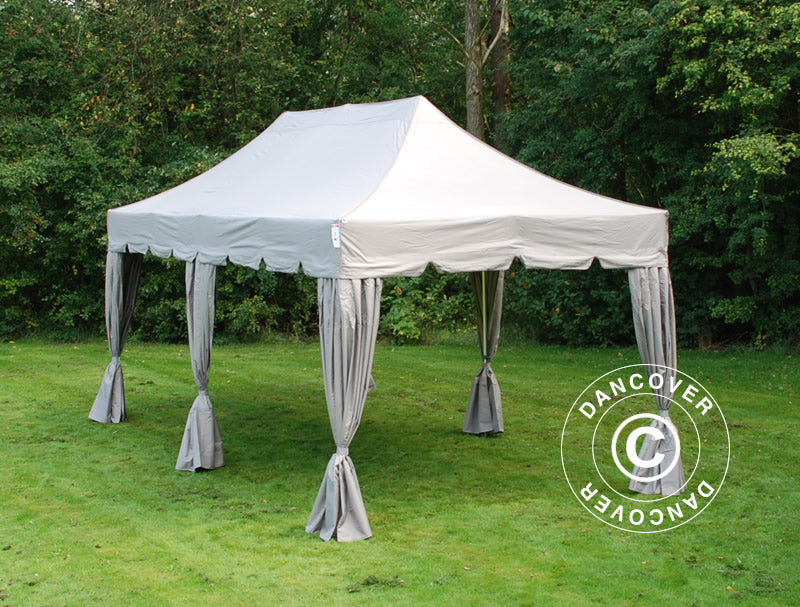 Pop up gazebo FleXtents PRO "Peaked" 3x6 m Latte, incl. 6 decorative curtains