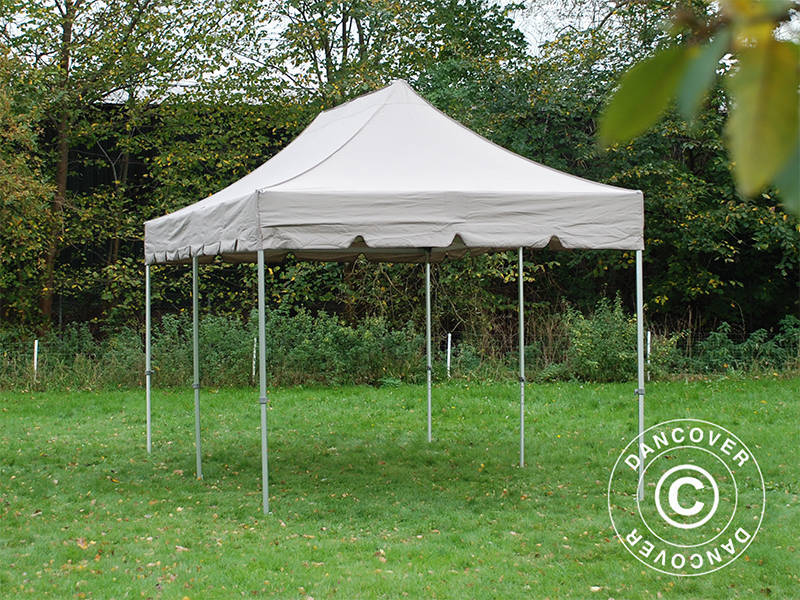 Pop up gazebo FleXtents PRO "Peaked" 3x6 m Latte, incl. 6 decorative curtains
