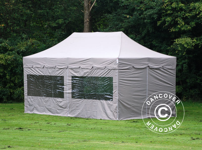 Pop up gazebo FleXtents PRO "Peaked" 3x6 m Latte, incl. 6 sidewalls