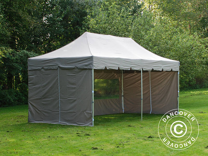 Pop up gazebo FleXtents PRO "Peaked" 3x6 m Latte, incl. 6 sidewalls