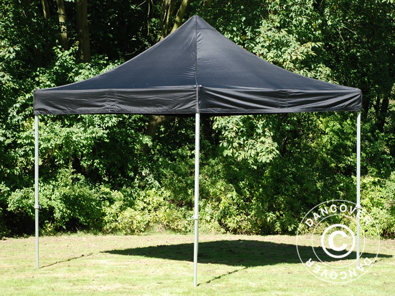 Pop up gazebo FleXtents PRO 3x3 m Black, incl. 4 decorative curtains