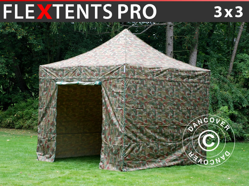 Flext. Pro 3x3m Camouflage Top+Frame+Sidewalls GL