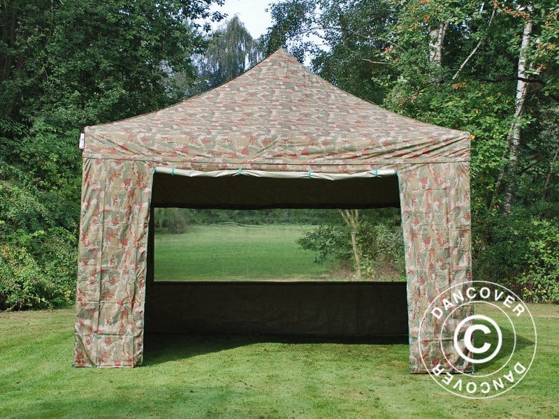 Pop up gazebo FleXtents PRO 4x4 m Camouflage/Military, incl. 4 sidewalls