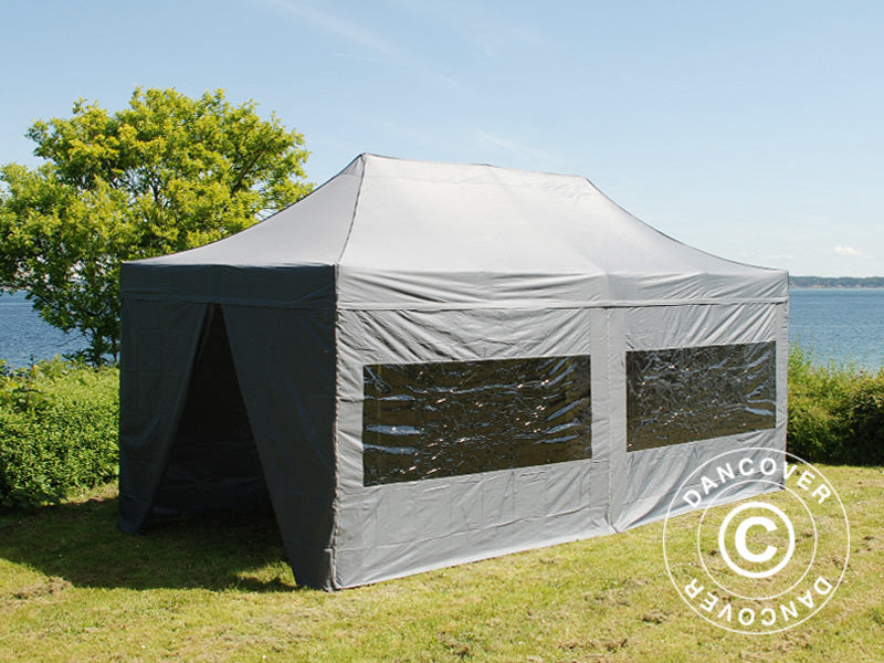 Pop up gazebo FleXtents PRO 3x6 m Grey, incl. 6 sidewalls