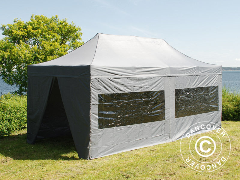 Pop up gazebo FleXtents PRO 3x6 m Grey, incl. 6 sidewalls