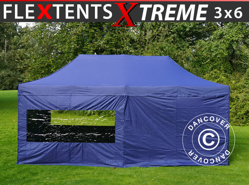 Pop up gazebo FleXtents Xtreme 50 3x6 m Dark blue, incl. 6 sidewalls