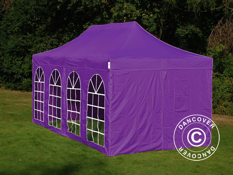 Pop up gazebo FleXtents Xtreme 50 Vintage Style 3x6 m Purple, incl. 6 sidewalls