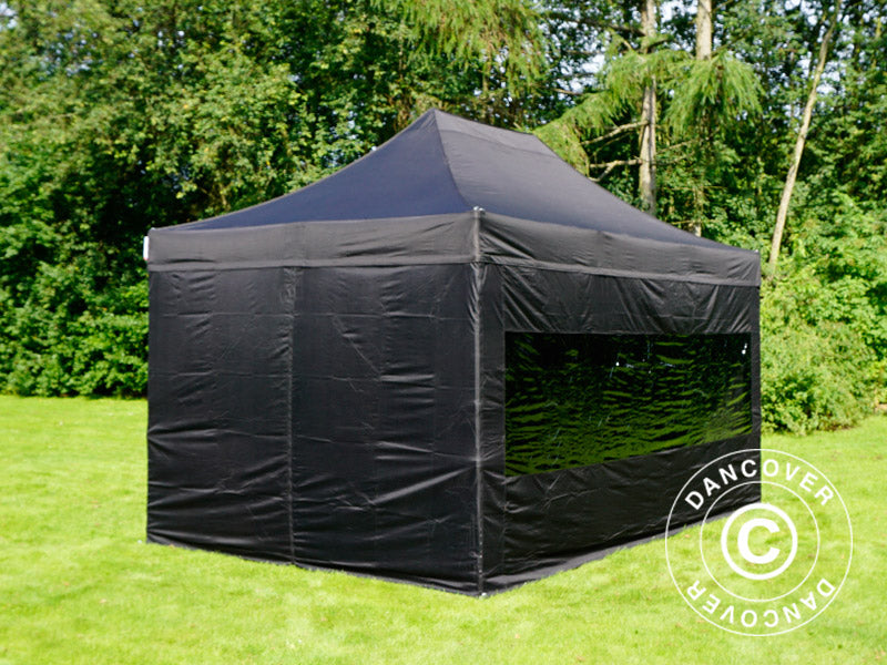 Pop up gazebo FleXtents PRO 3x4.5 m Black, incl. 4 sidewalls
