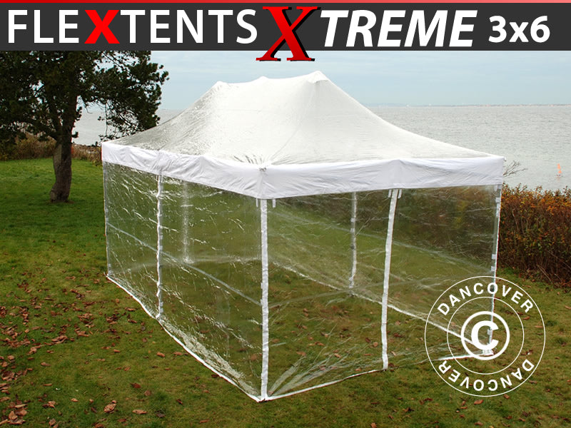 Pop up gazebo FleXtents Xtreme 50 3x6 m Clear, incl. 6 sidewalls