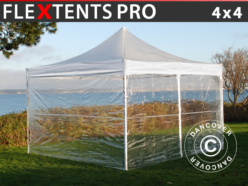 Pop up gazebo FleXtents PRO 4x4 m Clear, incl. 4 sidewalls