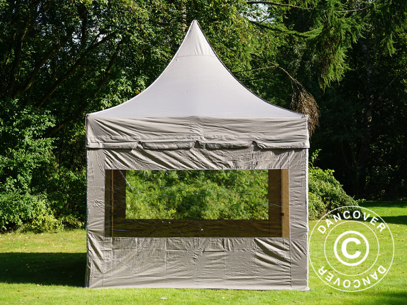 Pop up gazebo FleXtents PRO Peak Pagoda 3x3 m Latte, incl. 4 sidewalls