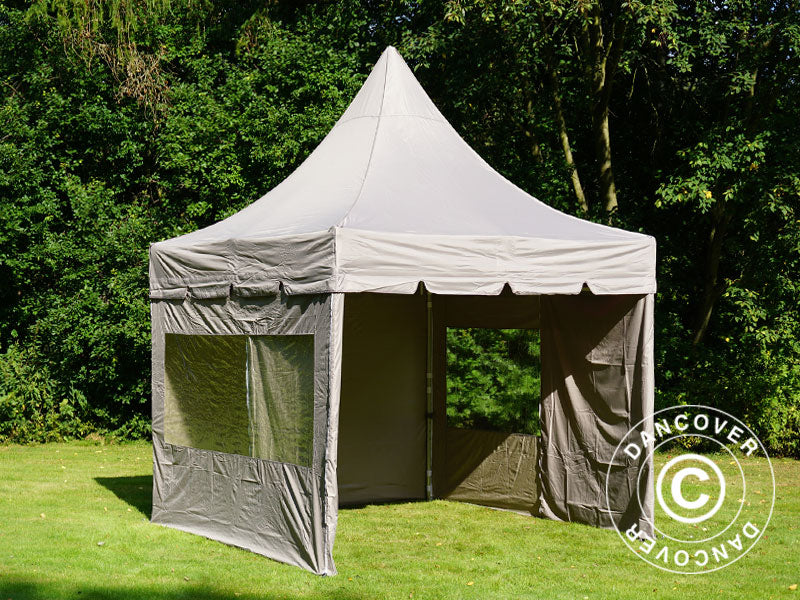 Pop up gazebo FleXtents PRO Peak Pagoda 3x3 m Latte, incl. 4 sidewalls
