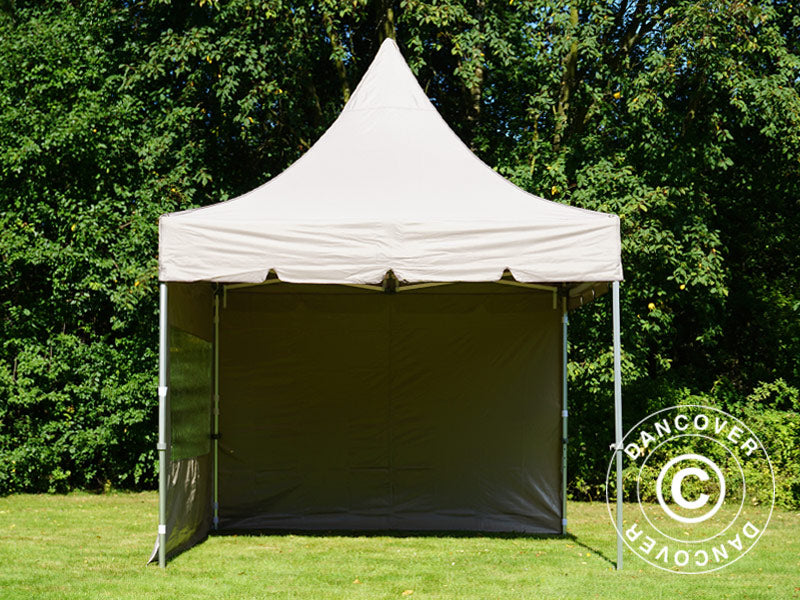 Pop up gazebo FleXtents PRO Peak Pagoda 3x3 m Latte, incl. 4 sidewalls
