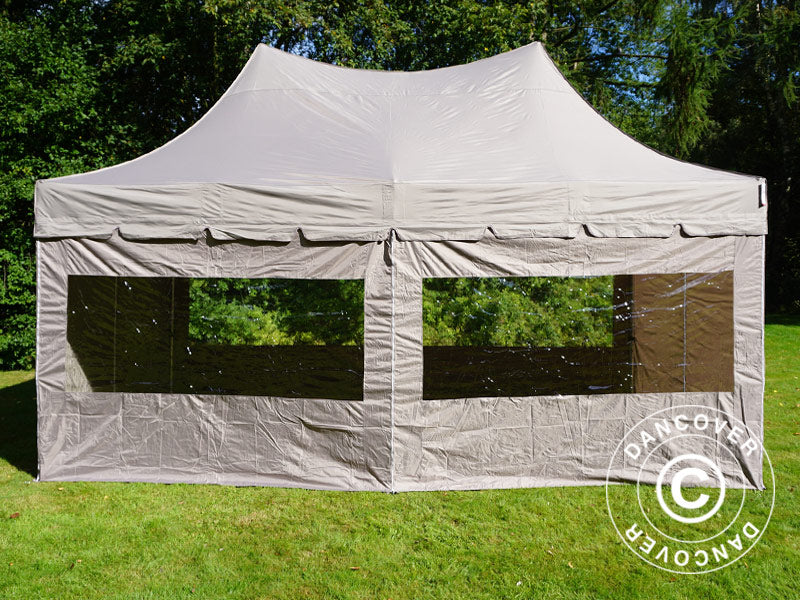 Pop up gazebo FleXtents PRO Peak Pagoda 3x6 m Latte, incl. 6 sidewalls