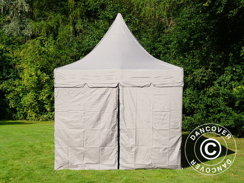 Pop up gazebo FleXtents PRO Peak Pagoda 3x6 m Latte, incl. 6 sidewalls