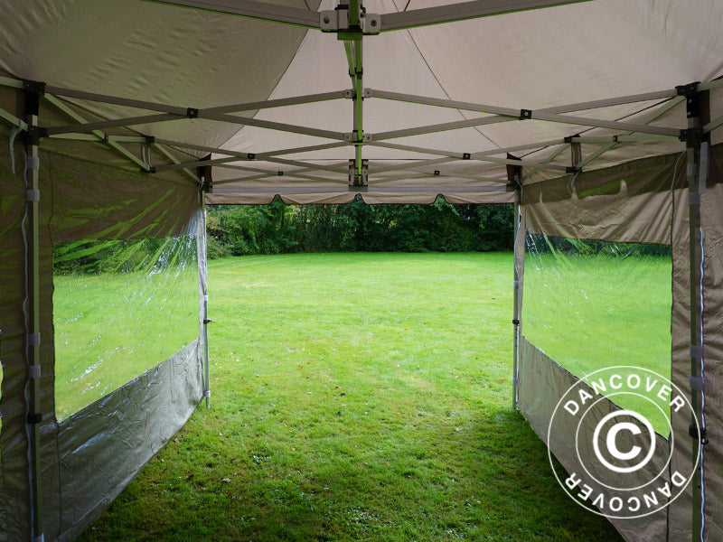 Pop up gazebo FleXtents PRO Peak Pagoda 3x6 m Latte, incl. 6 sidewalls