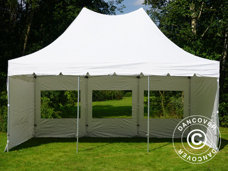 Pop up gazebo FleXtents PRO Peak Pagoda 4x6 m White, incl. 8 sidewalls