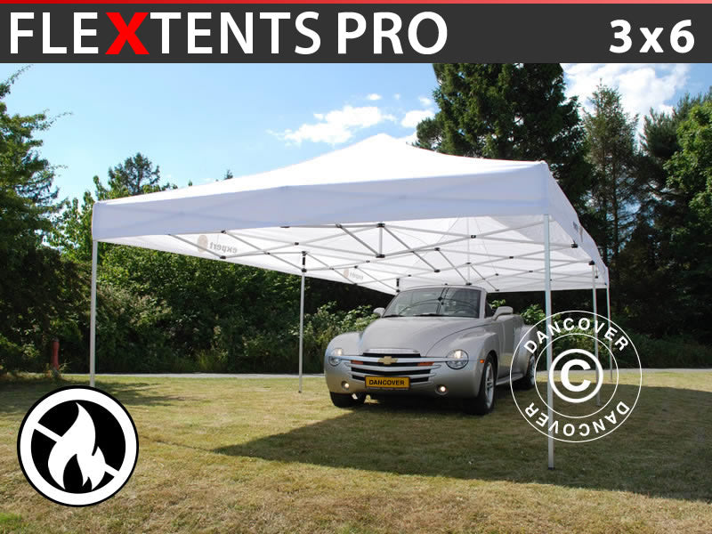 Pop up gazebo FleXtents PRO 3x6 m White, Flame retardant
