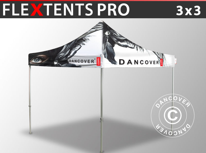 Pop up gazebo FleXtents PRO with full digital print, 3x3 m