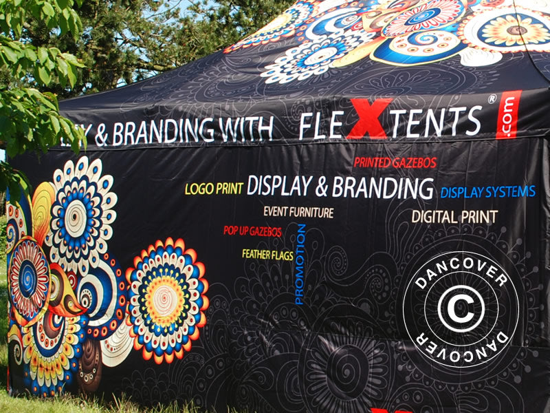 Pop up gazebo FleXtents PRO with full digital print, 4x6 m, incl. 4 sidewalls