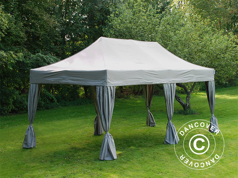 Pop up gazebo FleXtents PRO 3x6 m Latte, incl. 6 decorative curtains